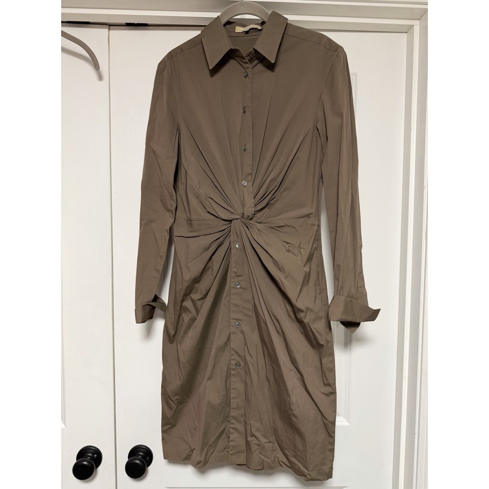 Michael Kors, Women's Long‎ Sleeve Twist Front Dress, Brown, Size 8